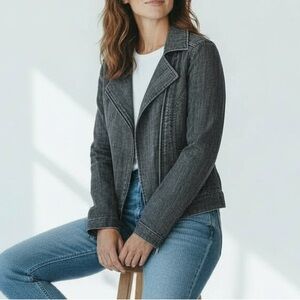 Forever 21 Dark Wash Denim Moto Jacket Size S